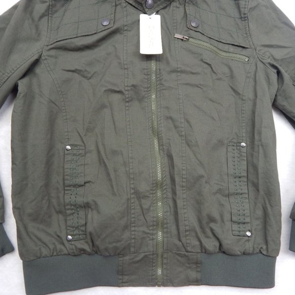 Mens Casual Military Jacket Stand Collar Zipper Pocket Cargo Jacket Army Green L - Picture 5 of 16